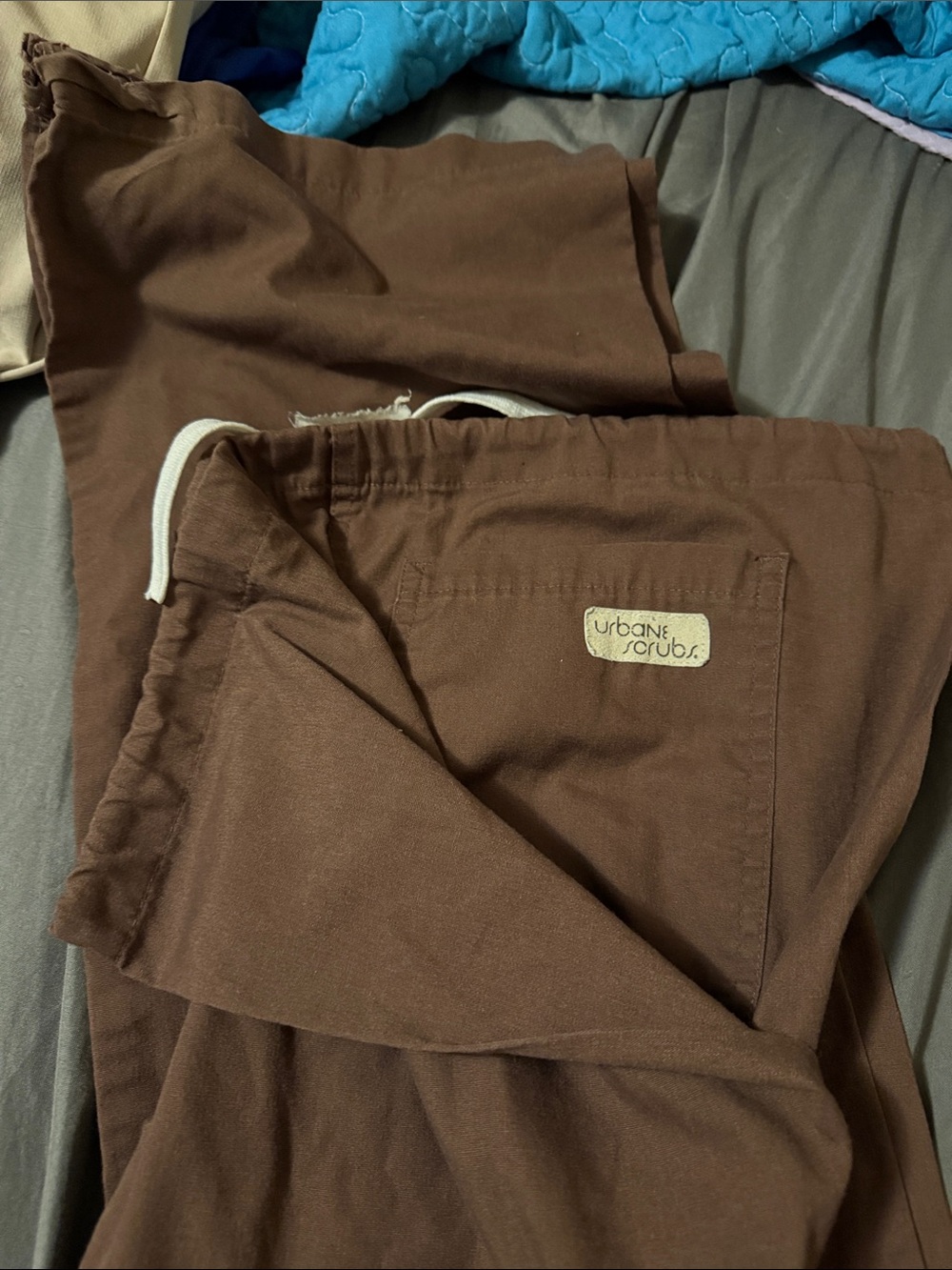 Urbane Brown Drawstring Scrub Pants